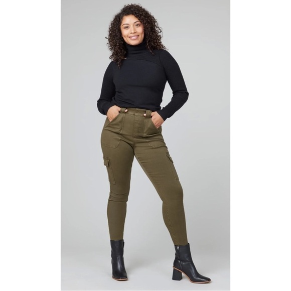 SPANX Pants - SPANX Stretch Twill Ankle Cargo Pants Darkened Olive Green Sz S NWT $128.